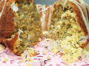 21st, Lemon Poppyseed Bundt Cake, Clear Push Pins, Installation View